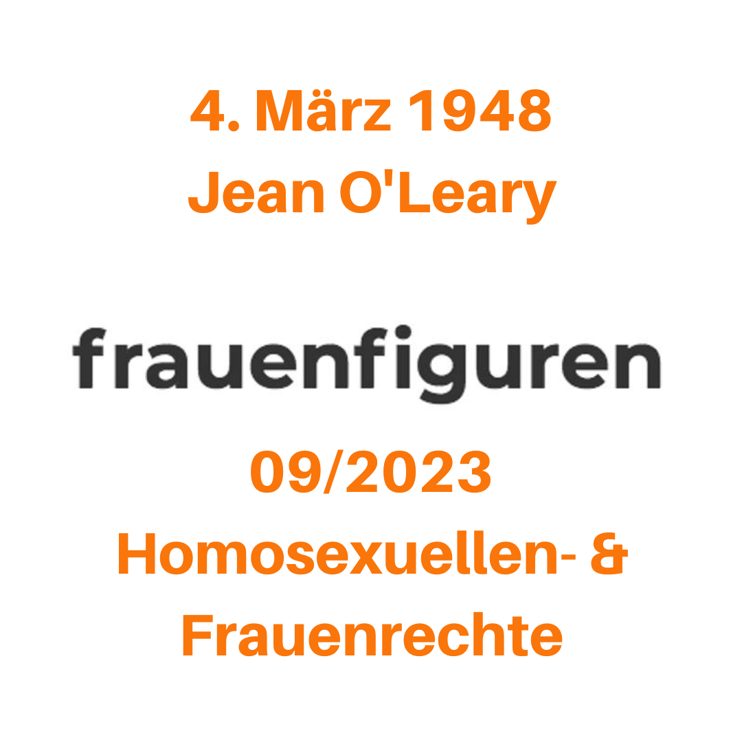4. März 1948 Jean O'Leary 09/2023 Homosexuellen- & Frauenrechte