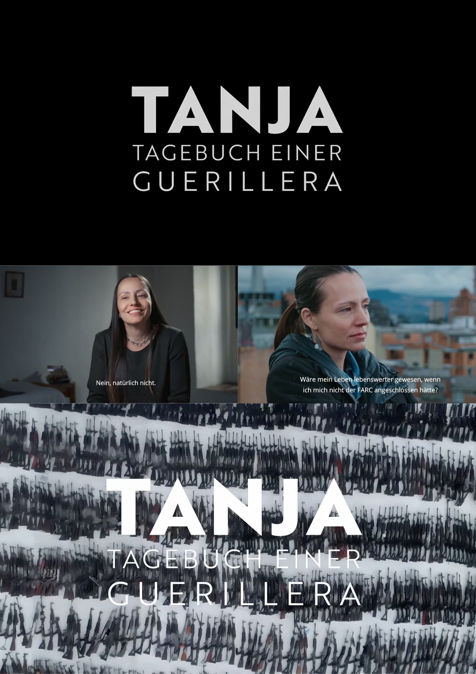 Collage aus Bildern des Trailers (YouTube) zu Tanja – Tagebuch einer Guerillera